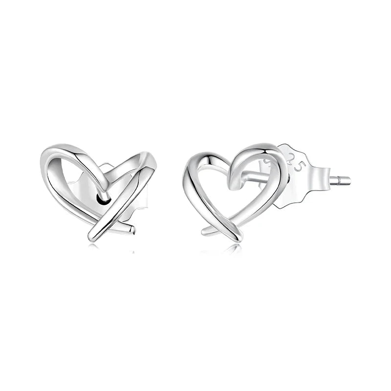 WOSTU 925 Sterling Silver Animals Cute Paws Rainbow Stud Earrings For Women Heart Oval Flower Zircon Crab Ear Studs Jewelry Gift