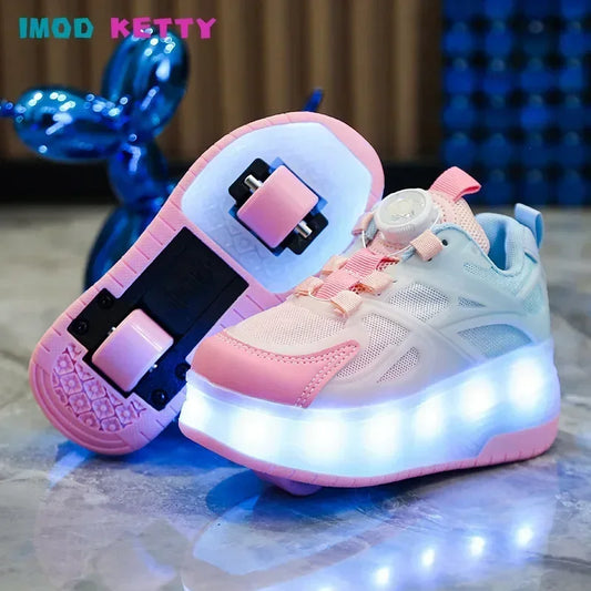 Autumn Childrens Kids Boys Girls USB Charging Glowing Casual Sneakers