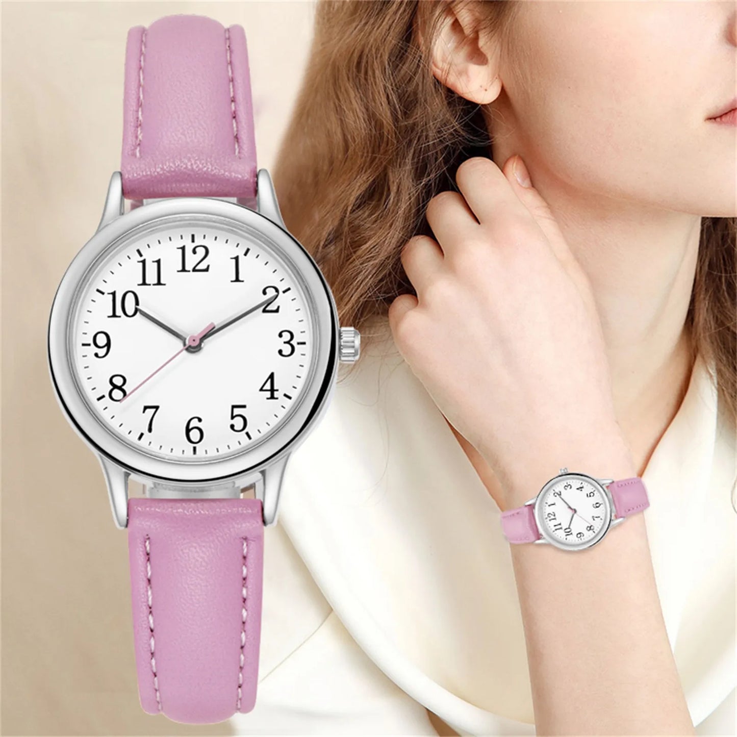 Japan Movement Women Quartz Fine Watch Easy To Read Arabic Numerals Simple-Dial