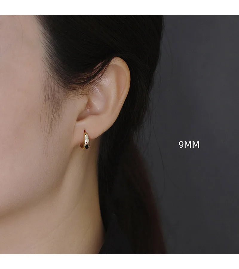 TrustDavis Real 925 Sterling Silve Fashion Inside Diameter 6 7 8 9 10mm Hoop Earrings For Women Men Personality Jewelry DG0132