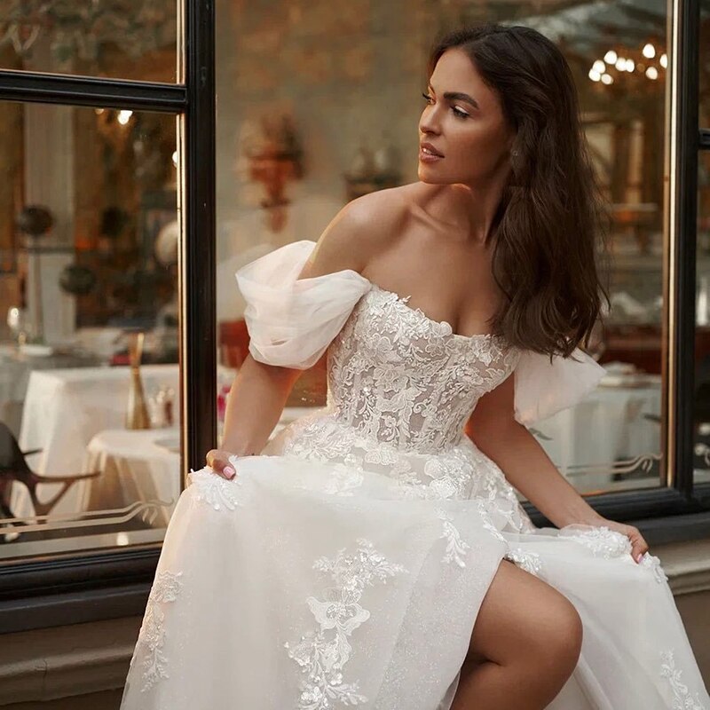 White Bridesmaid Dresses: Elegant A-Line White Wedding Dresses Off The Shoulder