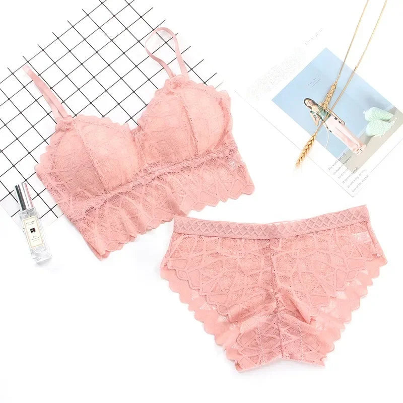 Women's Bra Set Beauty Back Tops Lace Push-up Bras and Panty Sets