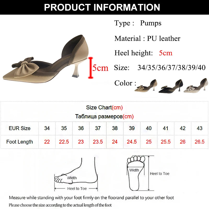2024 New Mix Color Bowtie High Heels Shoes Women Two-Piece Thin Heels Pumps Woman Pointed Toe Elegant Slip-On Party Shoes Ladies