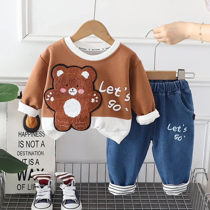 New Autumn Children Kids Boys Girls Clothes Cotton Animal Hoodies Pants 2Pcs/sets Infant Toddler Casual Tracksuit 1 2 3 4 5 Ages