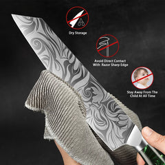 8 Inch Kiritsuke Chef Knife,Damascus Laser Pattern Kitchen Knives Japanese Gyuto Knife