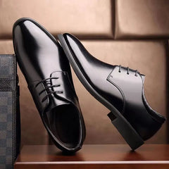 Men's Breathable Leather Shoes Black Soft Leather Soft Bottom