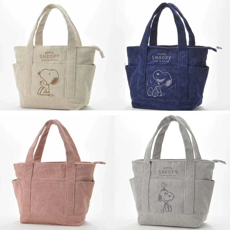 Disney Series Cute Snoopy Corduroy Tote Bag Casual Hundred Students
