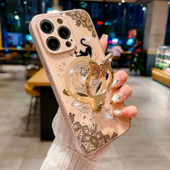 Case For iPhone 16 15 Plus 14 13 Pro Max 16Pro Bling Butterfly Holder Ultra-thin Shockproof Cover