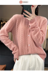 Wool Cardigan Womens Clothing O-neck Sweater Mujer Long Sleeve Tops Knitwears