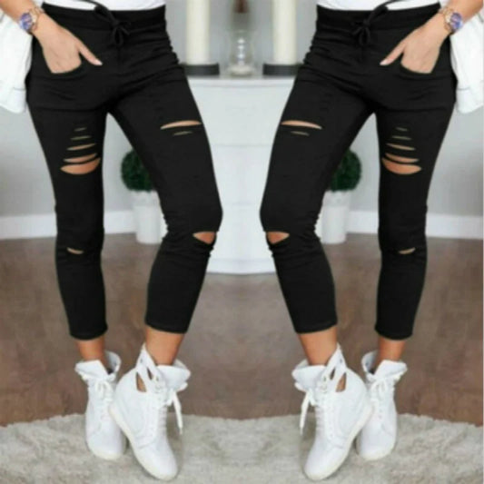 Ripped Jeans for Women Women Big Size Ripped Trousers Stretch Pencil Pants