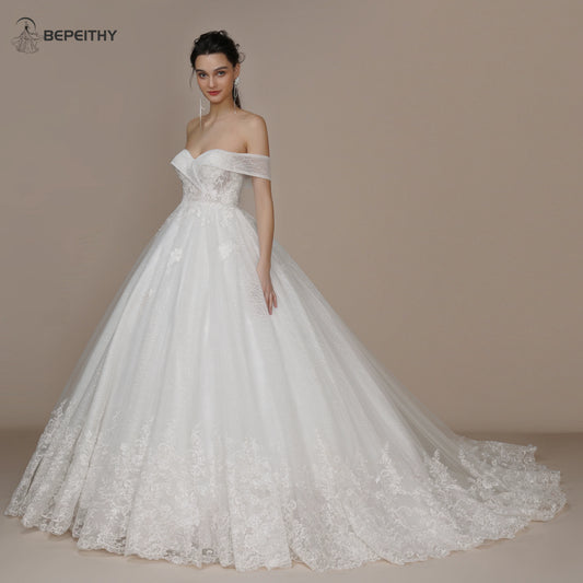 White Bridesmaid Dresses: Princess Vintage Ivory Wedding Dress For Women Strapless
