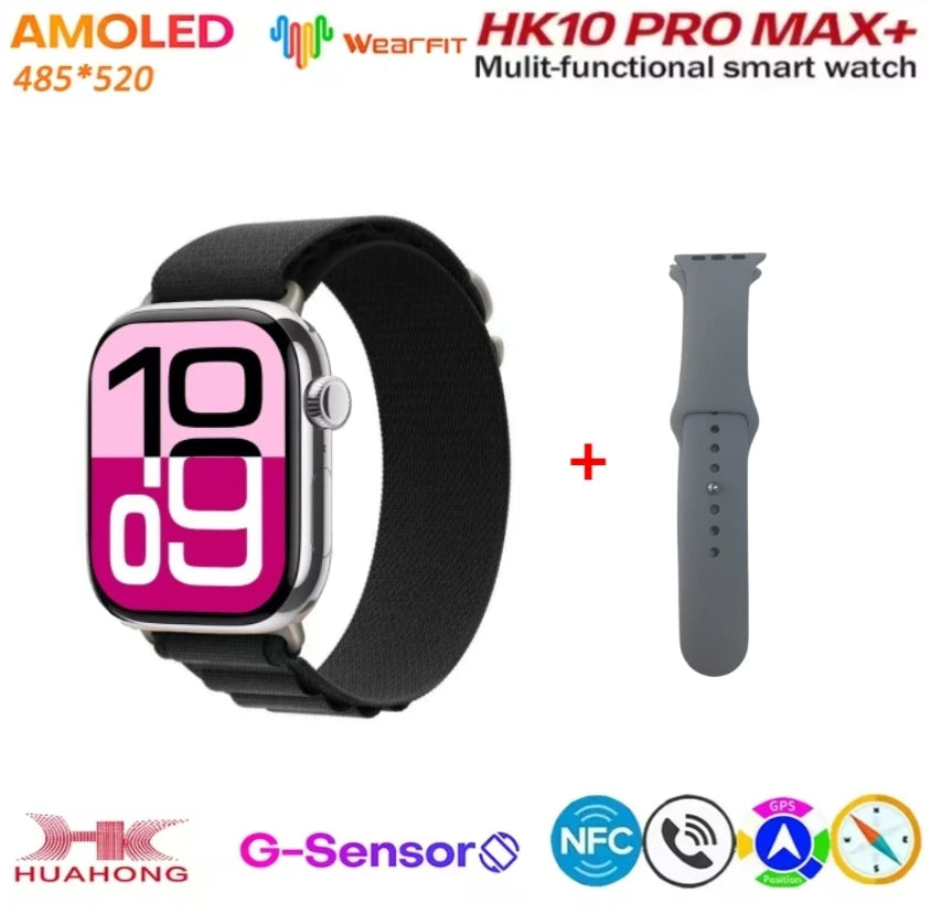 HK10 Pro Max  AMOLED Smart Watch Men WiFi Bluetooth Call ChatGPT Compass G-Sensor Photo Album Sport Smartwatch for Android IOS