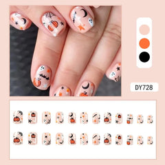 French False Nails Manicure Halloween Cartoon Fake Nails Funny Pumpkins Detachable