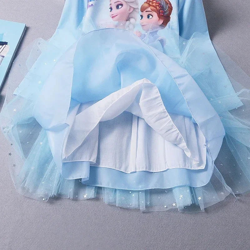 Fall Dresses for Girls Vestidos Frozen Elsa Dresses Birthday Party Long Sleeve Princess