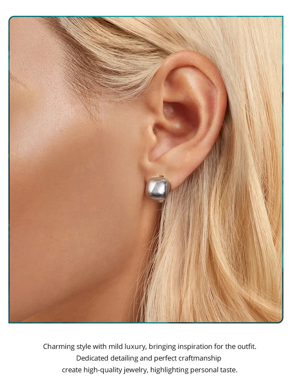 BAMOER 925 Sterling Silver Dainty Chunky Square Hoop Earrings for Women, White Gold Plated Hypoallergenic Lightweight Jewelry