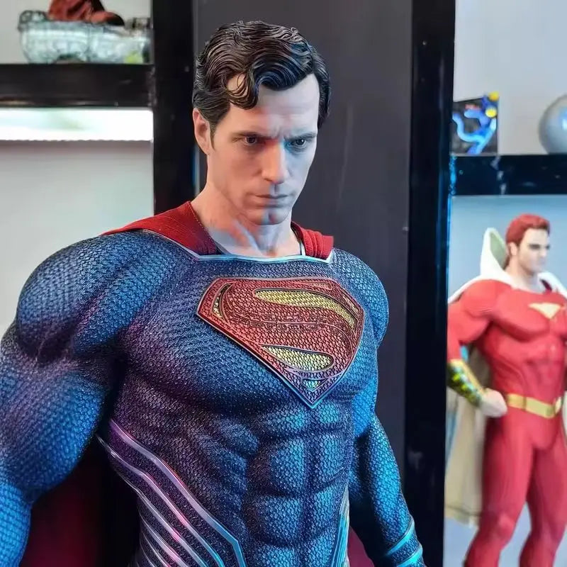 50cm Super Man Anime Figure Superm Dawn Of Justice Action Figure Pvc 2 Heads 2 Hands Statue Ornament Children Toys Gift