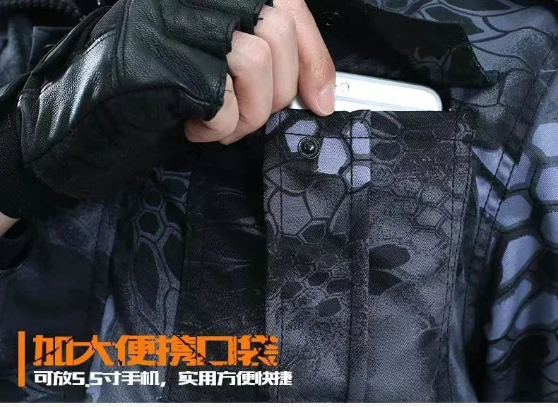 Labor Insurance Cloth Uniform Men's Soft Tracksuit Outdoor Suit Designer Clothes Black Python Pattern Wear-resistant Overalls