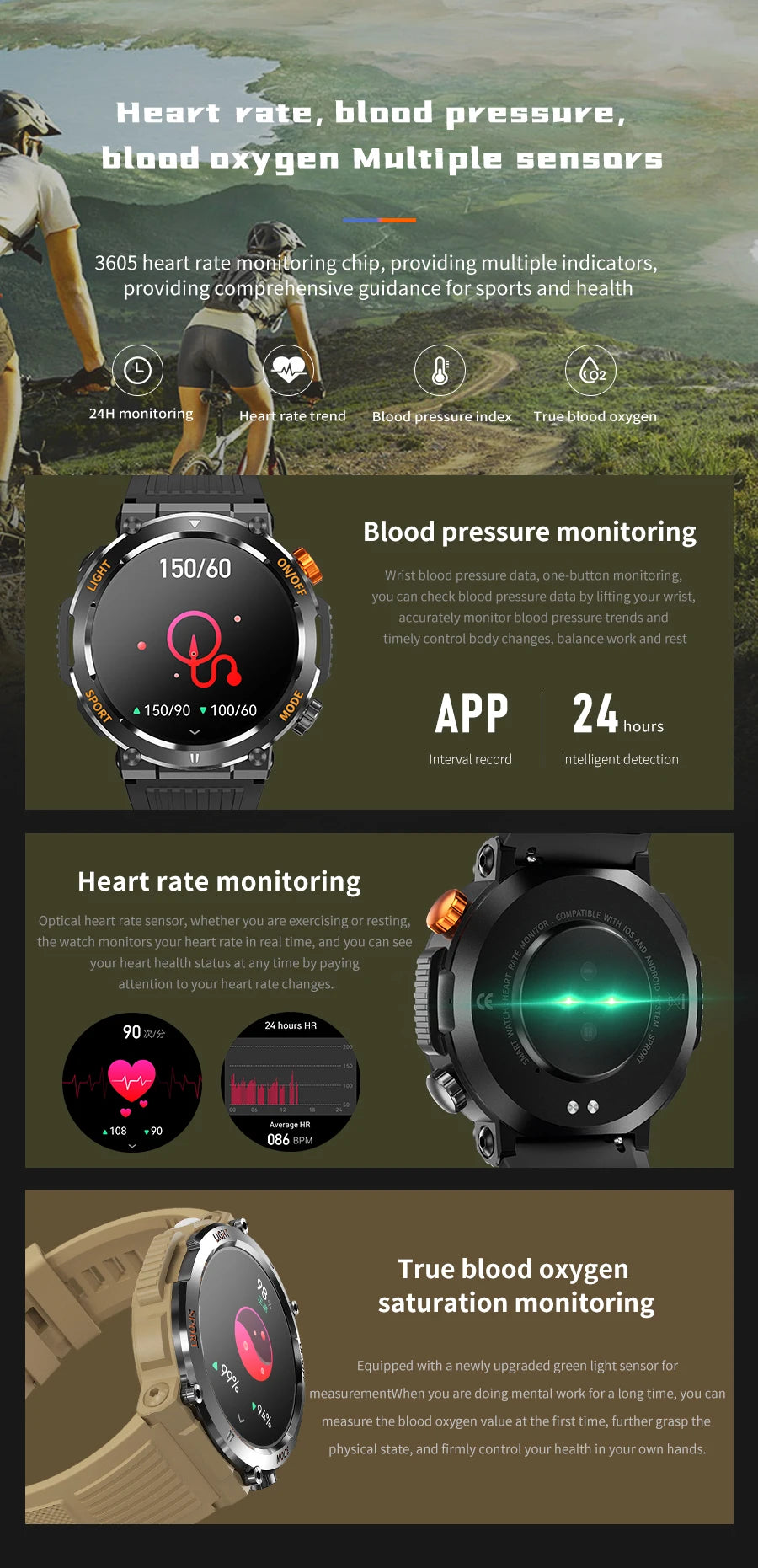 Men's Smart Watch 360 * 360 HD Touch Screen Sports Waterproof Smartwatch Health Monitoring Bluetooth Call Smart Watches