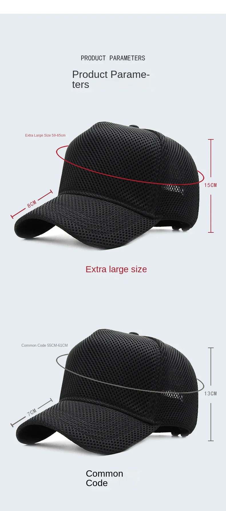 Big Head Plus Size Summer Mesh Baseball Cap for Men Women Trucker Breathable Hat Adjustable for Outdoor Sports Running