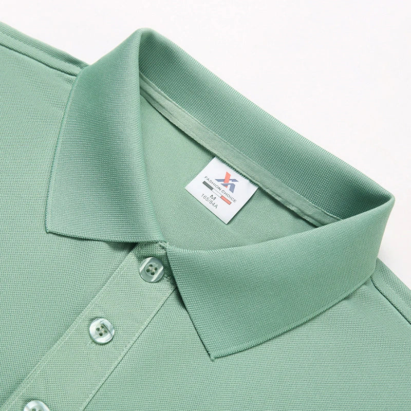 Men's Fashion Solid Short Sleeved Polo Shirt Summer Breathable Comfortable Top