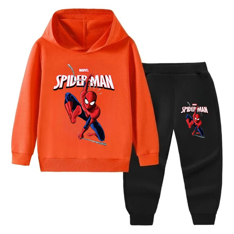 Hoodie For Boys Casual Thin Long-sleeves Sweatshirt+long Pants Sets for Kids Autumn Spider-Man Printed 2pcs Set Clothing