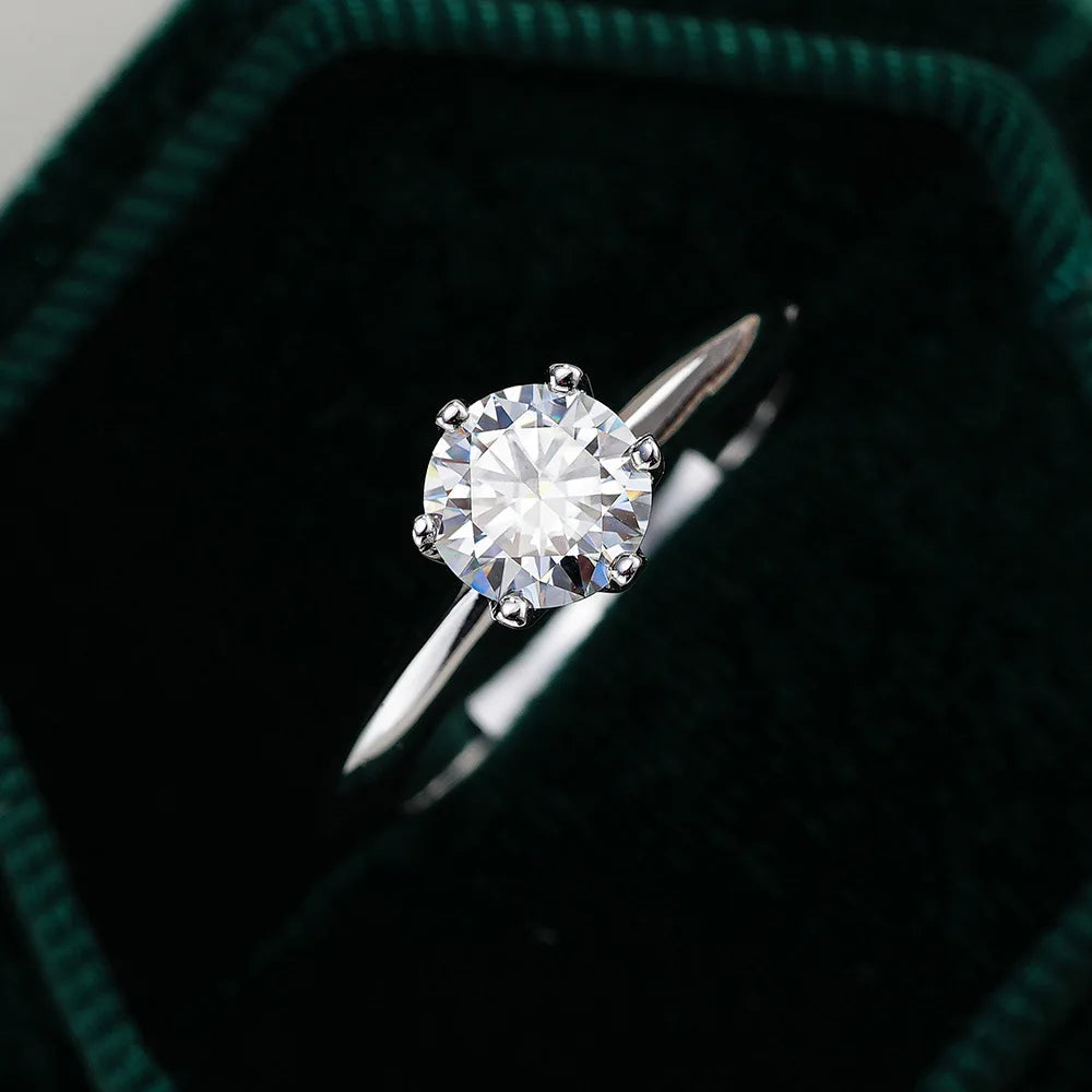 EWYA GRA Certified 0.5-10CT D Color Moissanite Solitaire Engagement Rings for Women Silver 925 Wedding Bridal Big Diamond Band