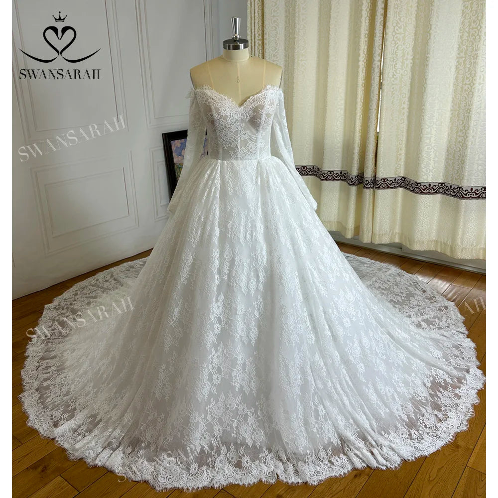 White Bridesmaid Dresses: Wedding Dress Long Sleeve Ball Gown Princess