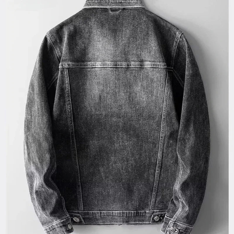 Jeans Coat For Men Autumn Denim Jackets Man Blue Button Washed Casual Joker