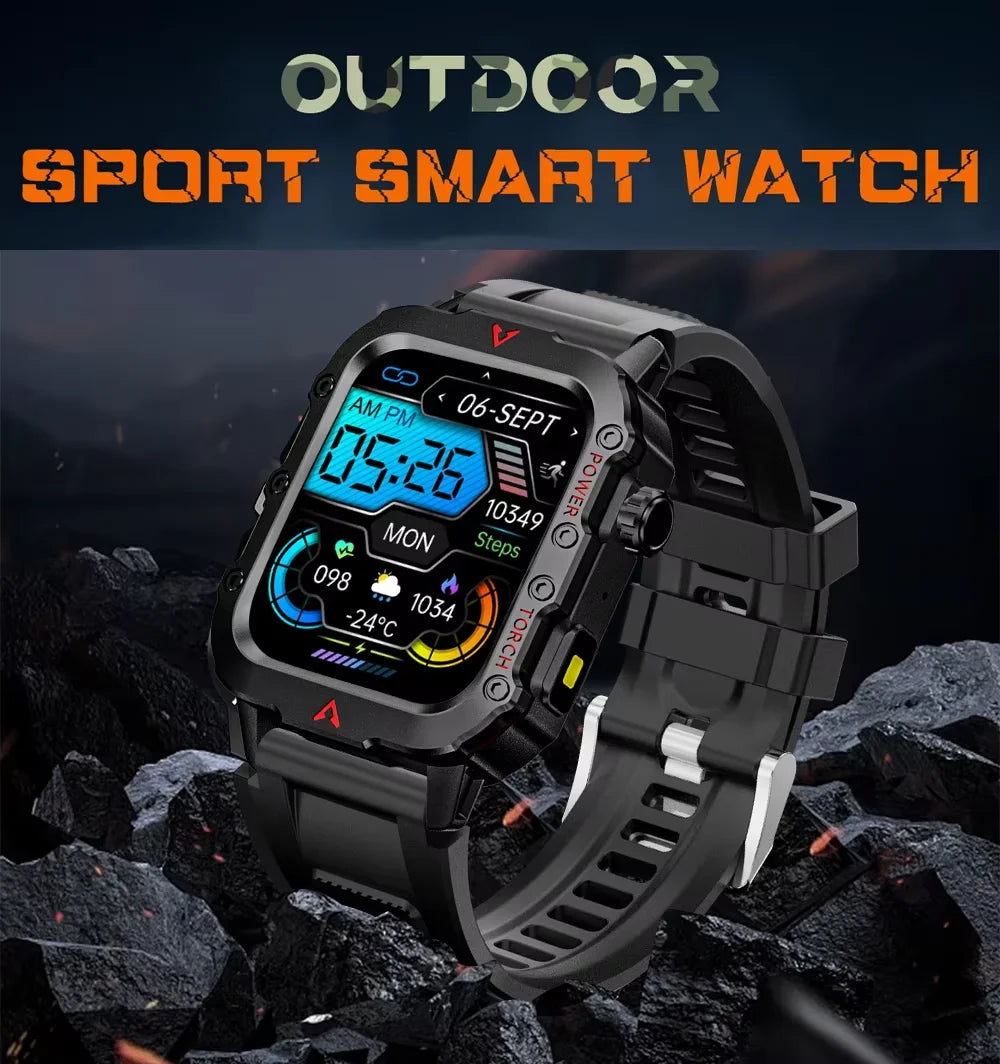 LAXASFIT Outdoor Sports Smart Watch Health Monitoring Voice Assistant Bluetooth Calling LED Flashlight 2025 NEW smartwatch