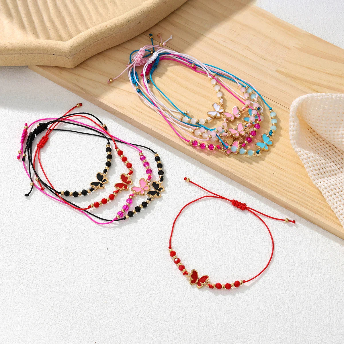 12 piece new ocean series starfish butterfly woven stretch bracelet set