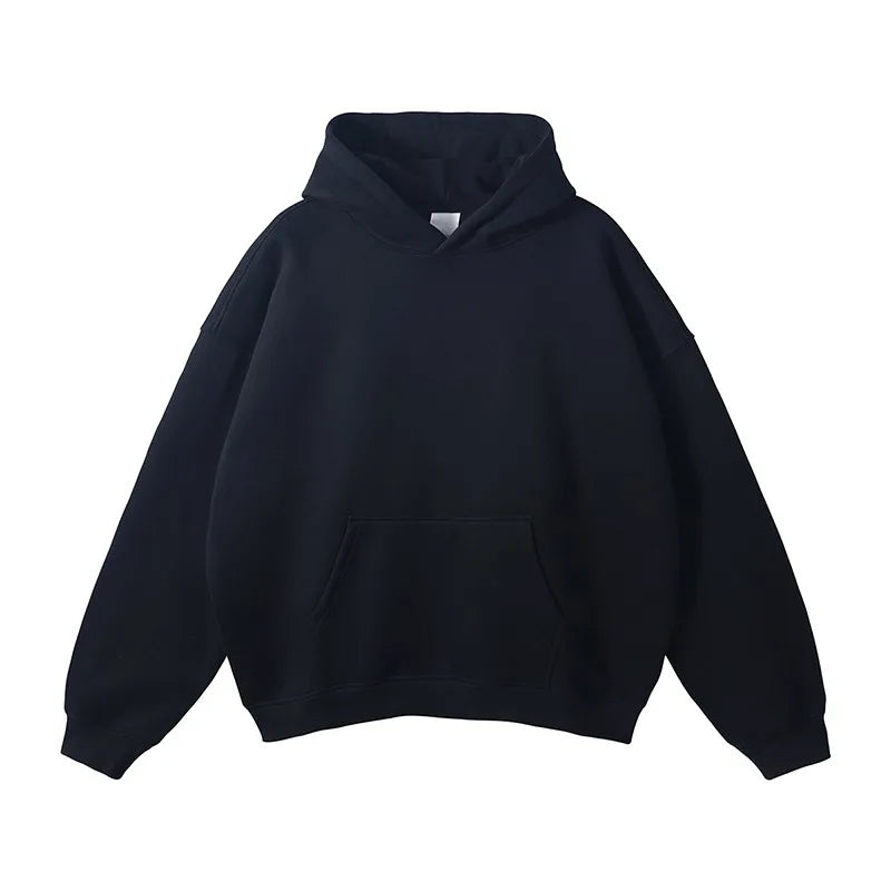 Heavy Weight Cotton Plus Velvet Hooded Sweater Men Thickened Tight Polar Fleece