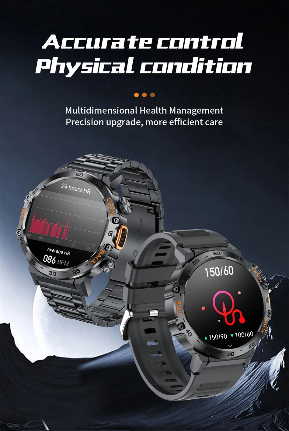 LIGE 2025 Smart Watch Men Sport Watches LED Flashlight 360*360 Ultra HD Screen Waterproof Fitness Bluetooth Call Men Smartwatch