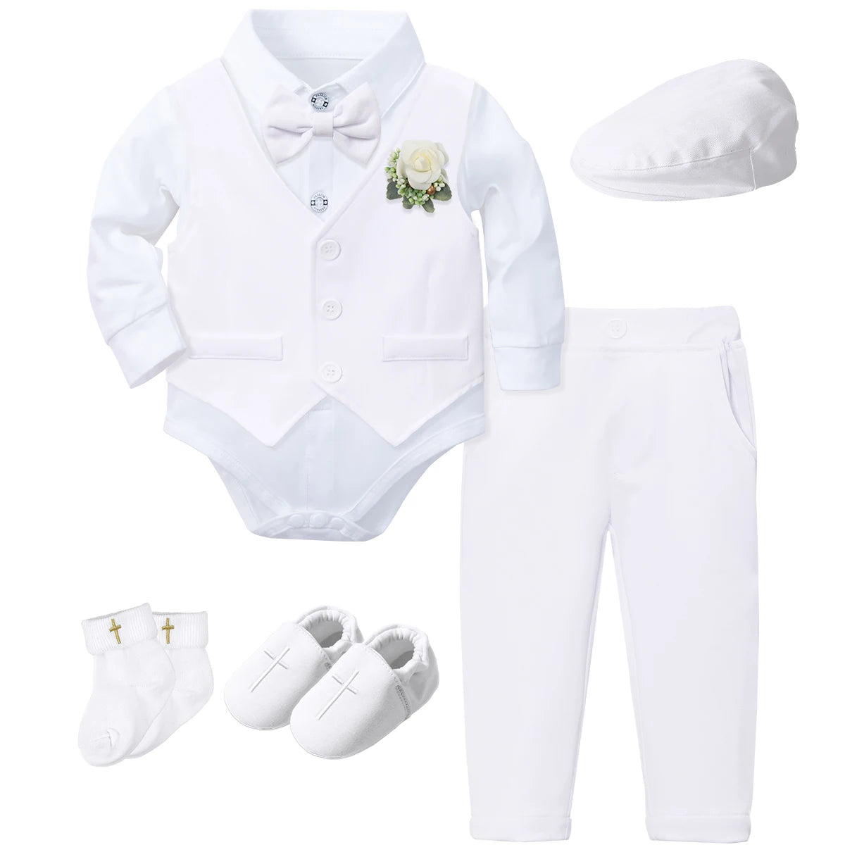 Outfit Boy Infant Baby Church Christening Suit Toddler White Blessing Set Newborn Easter Birthday Party Gift Clothes