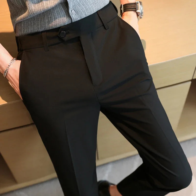 Men Business Social Suit Pant 2024 Spring Formal Slim Wedding Trouser Mens Brand Fashion