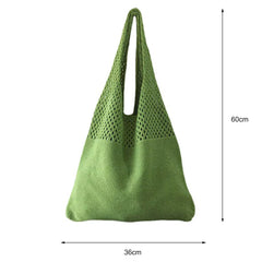 Crochet Solid Color Versatile Shoulder Bag, Hollow Weaving Slouchy Stylish Tote Bag