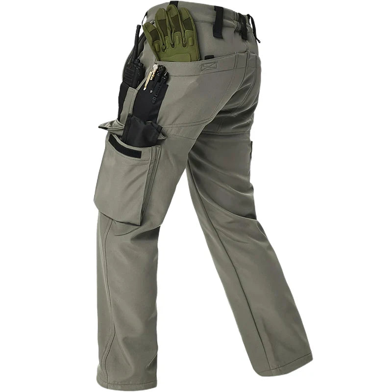 Winter Outdoor Work Sets Mens Field Training Jackets Multi-Pocket Fleece Cargo Pants Tactical Waterproof Camping Tracksuits Set