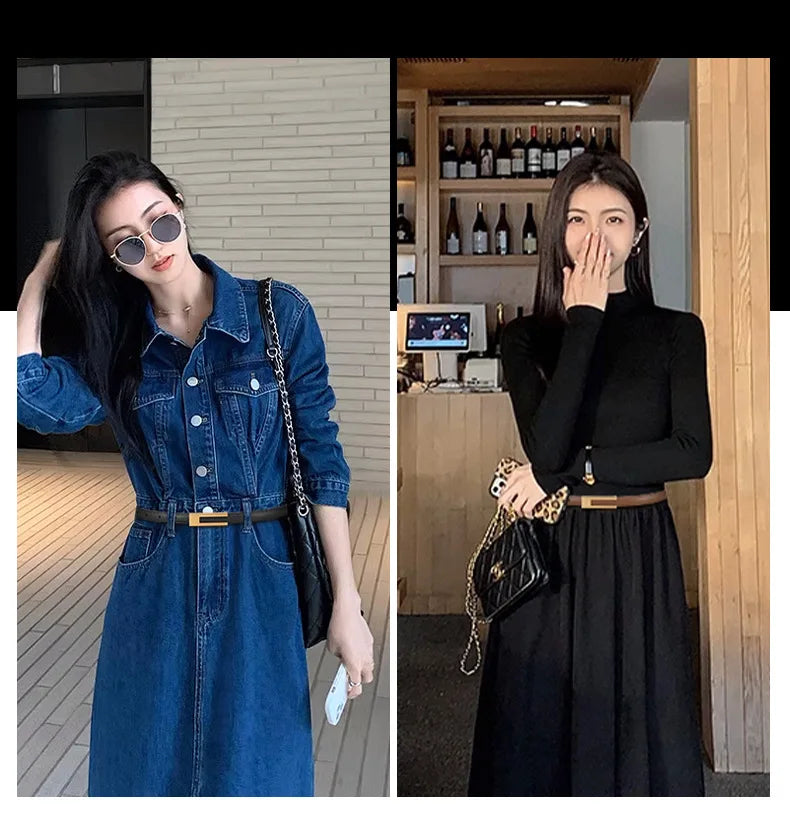 105cm Female Fashion Belt Simple Metal Buckle Belt for Women Black Suit Jeans Clothing Accessories