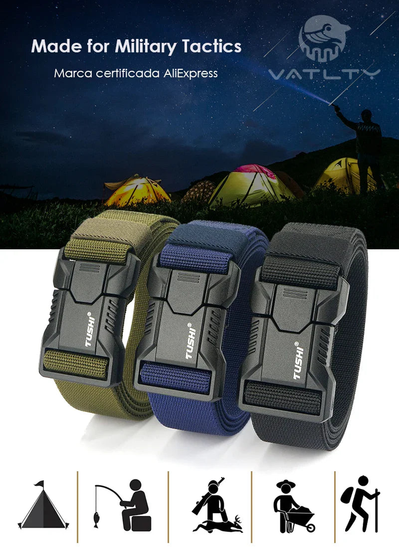 VATLTY New Tactical Outdoor Belt for Men and Women Aluminum Alloy Buckle Quick Release Elastic Belt Casual Belt Jeans Waistband