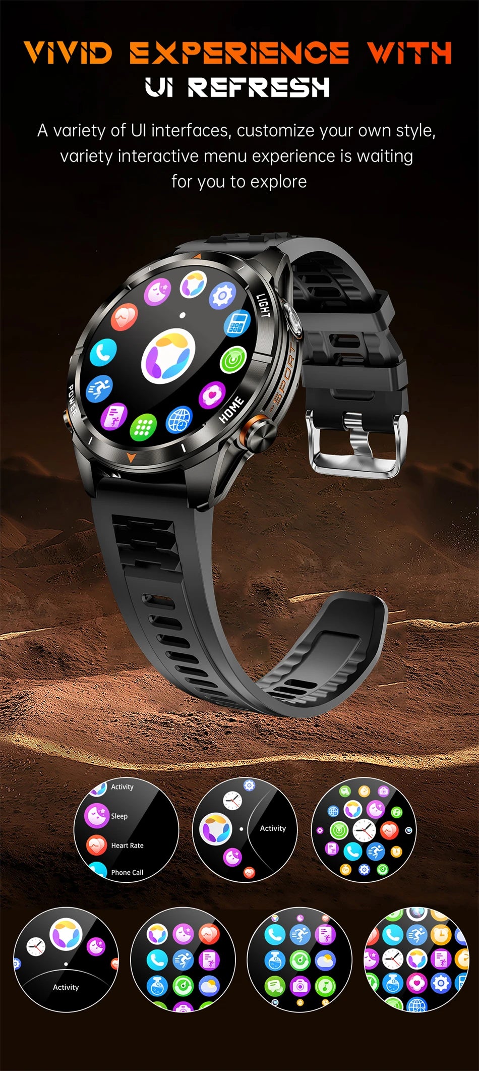 Military Smart Watch Men 10ATM Waterproof 1.46" AMOLED Screen LED Flashlight 515mAh Battery Heart Rate Sport BT Call Smartwatch