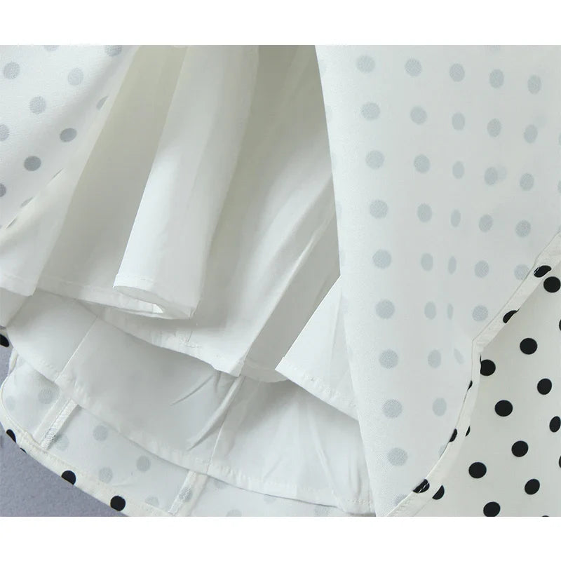 YENKYE French Style Retro Polka Dot Deep V Halter Dress Women Sexy Backless A-line Slim Sweet Elegant Mini Dresses Summer Robe