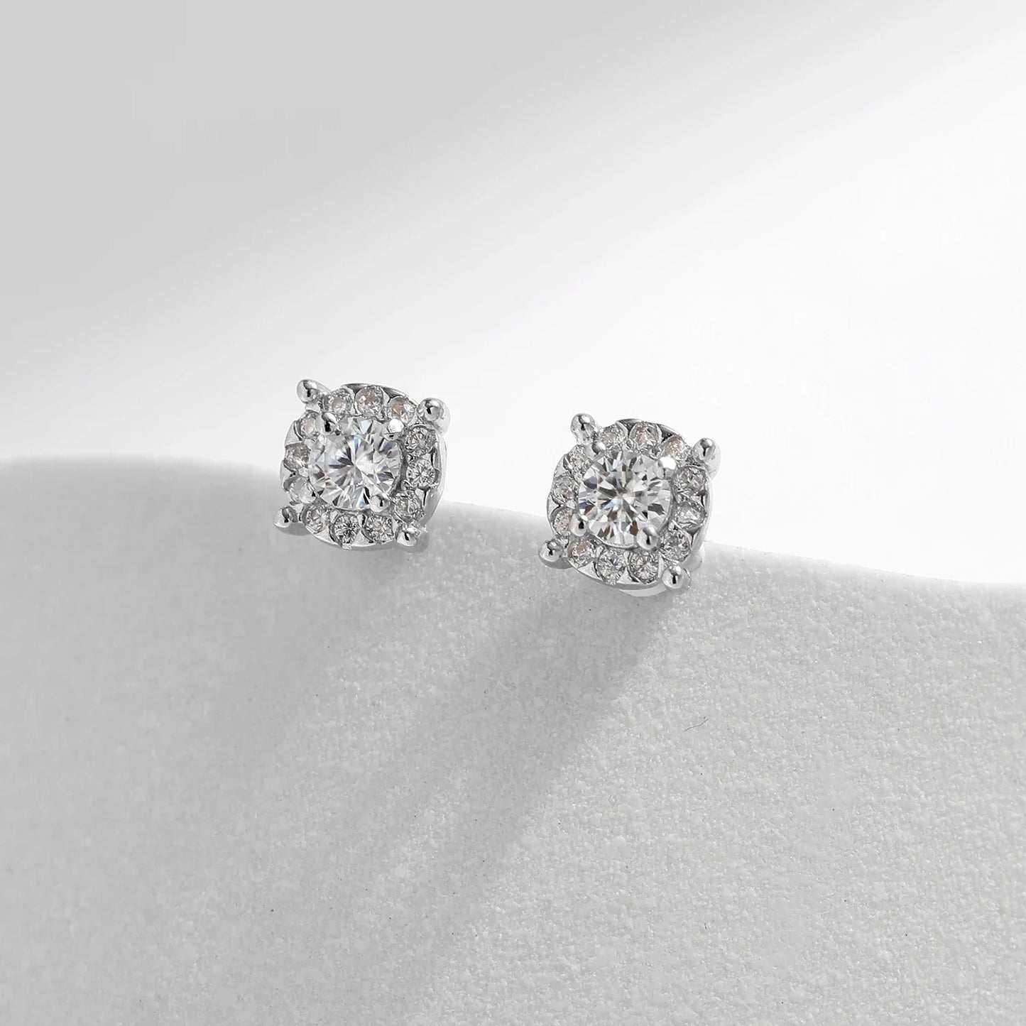 MODIAN D Color Moissanite Stud Earrings Round Cut Lab Created Diamond 925 Sterling Silver Silver Bridal Jewelry For Women Gifts
