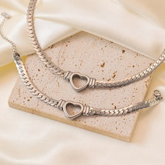 Fashion Cuban Link Heart Chain Necklace For Women Gold Plated Stainless