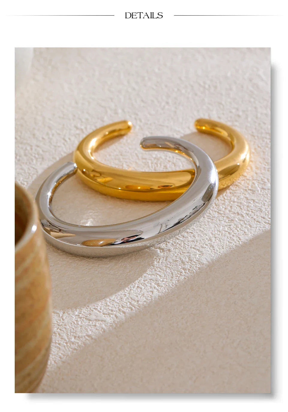 Yhpup 62mm Stainless Steel Smooth Expensive Chunky Cuff Open Bracelet Bangle Statement Texture High Quality Jewelry Gift