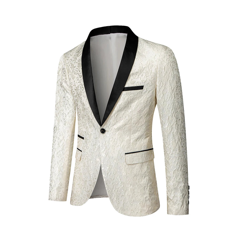 Tuxedo for Mens: Four seasons Men Floral Blazer Suit Jacket Dinner Party Prom