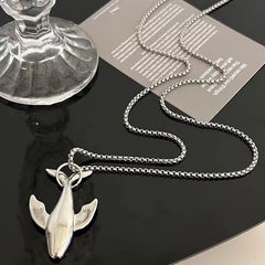 Fashion Trend Whale Stainless Steel Pendant Necklace for Men Exquisite High-end