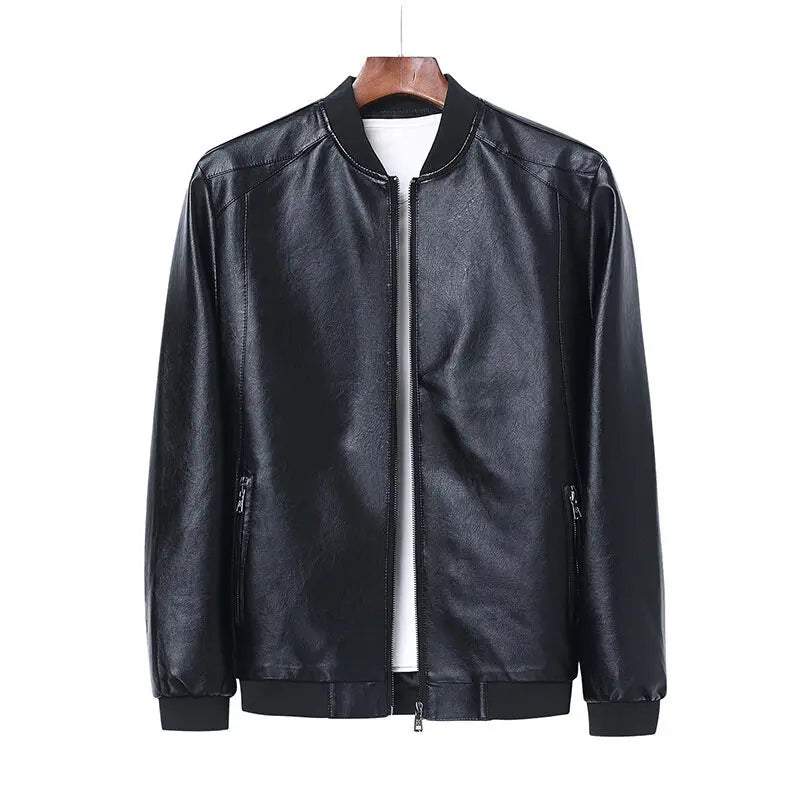 Men Black Biker PU Leather Coat Korean Fashion Men Pu Leather Jacket
