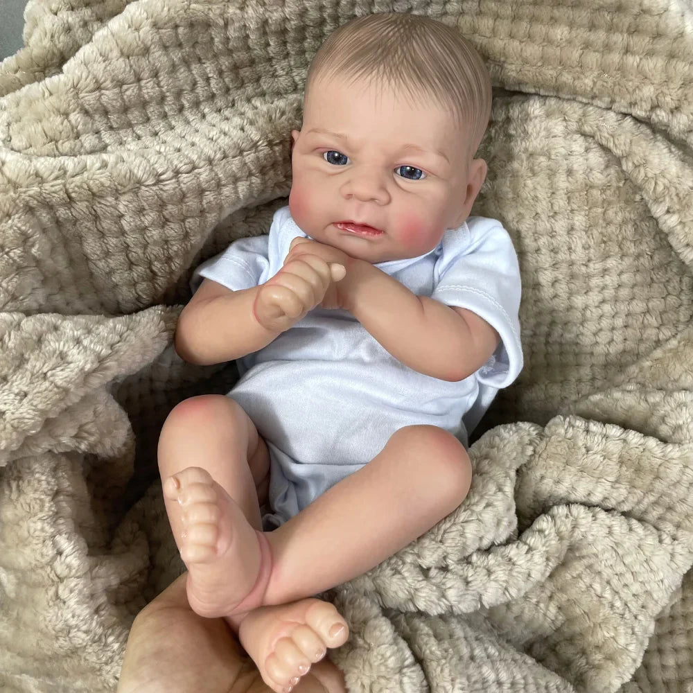 17Inch Already Painted Bebe Reborn Doll Elijah Newborn Doll Handmade Painted Hair 3D Skin Tone Visible Veins Gift For Girls