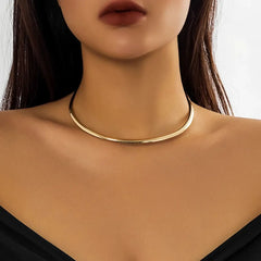 Elegant Simple Chunky Circle Torques Necklace for Women Trendy Choker Collar