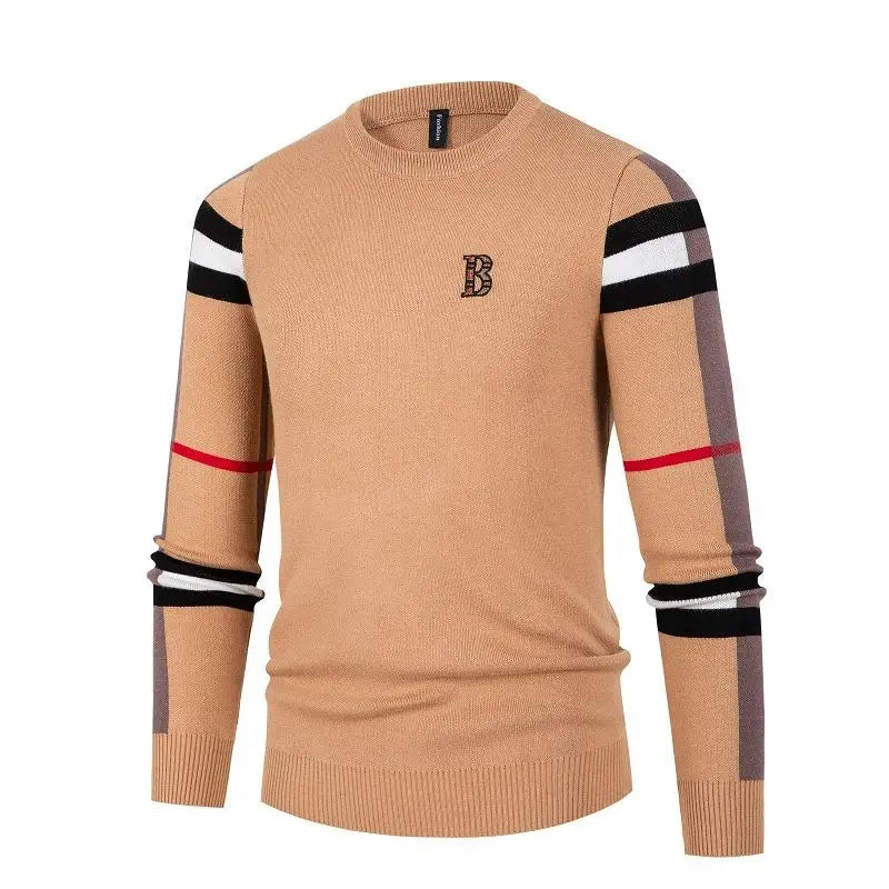 Autumn/Winter Fashion Luxury Men's Classic Casual Stripe Checkered Pullover