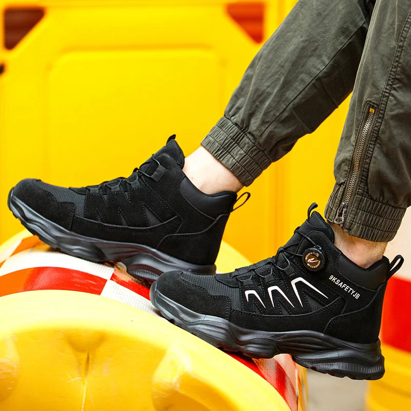 Waterproof Safety Boots Men Indestructible Steel Toe Work Boots Anti-smash Stab-resistant Safety Shoes Biker Botas Para Hombre